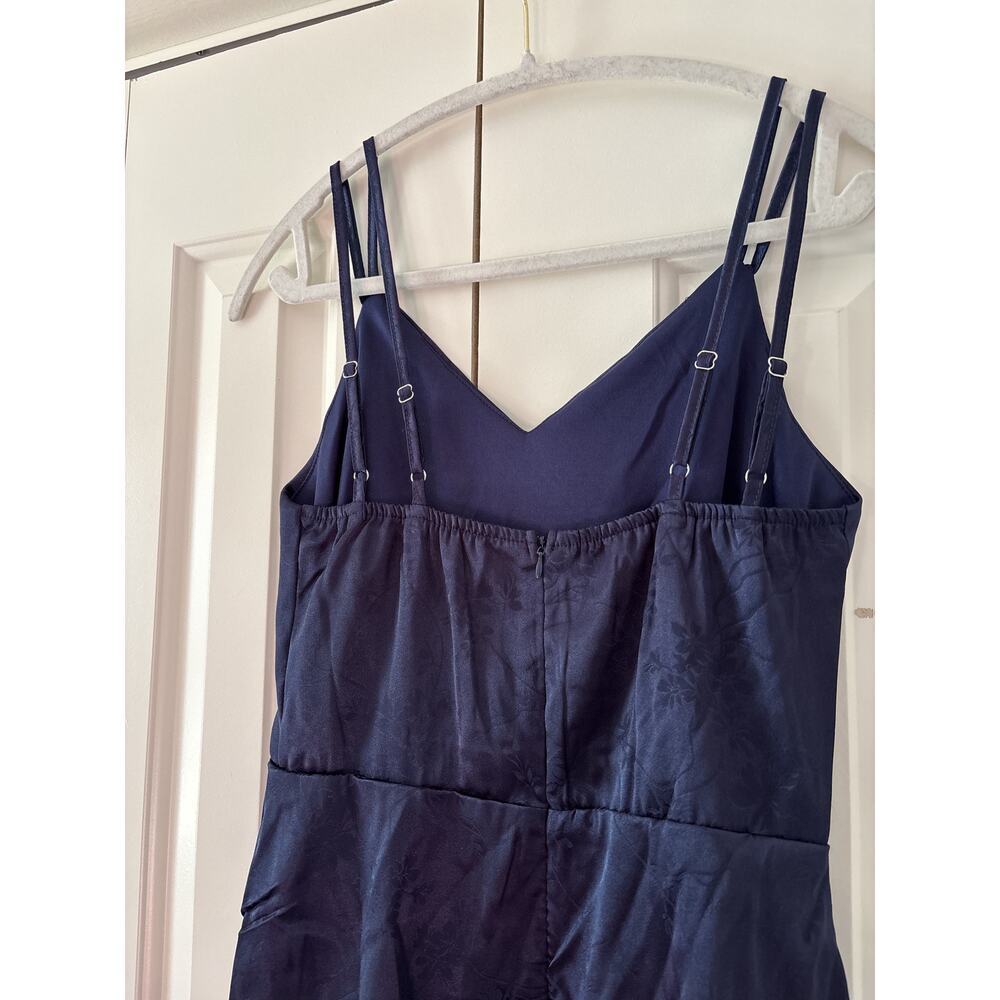 Navy Blue Floral Jacquard Sleeveless Dress S - Picture 10 of 10